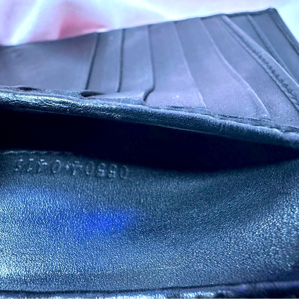 Gucci GG Canvas Black Trifold Wallet Vintage Silver Logo Plate Made in Italy - Picture 11 of 12